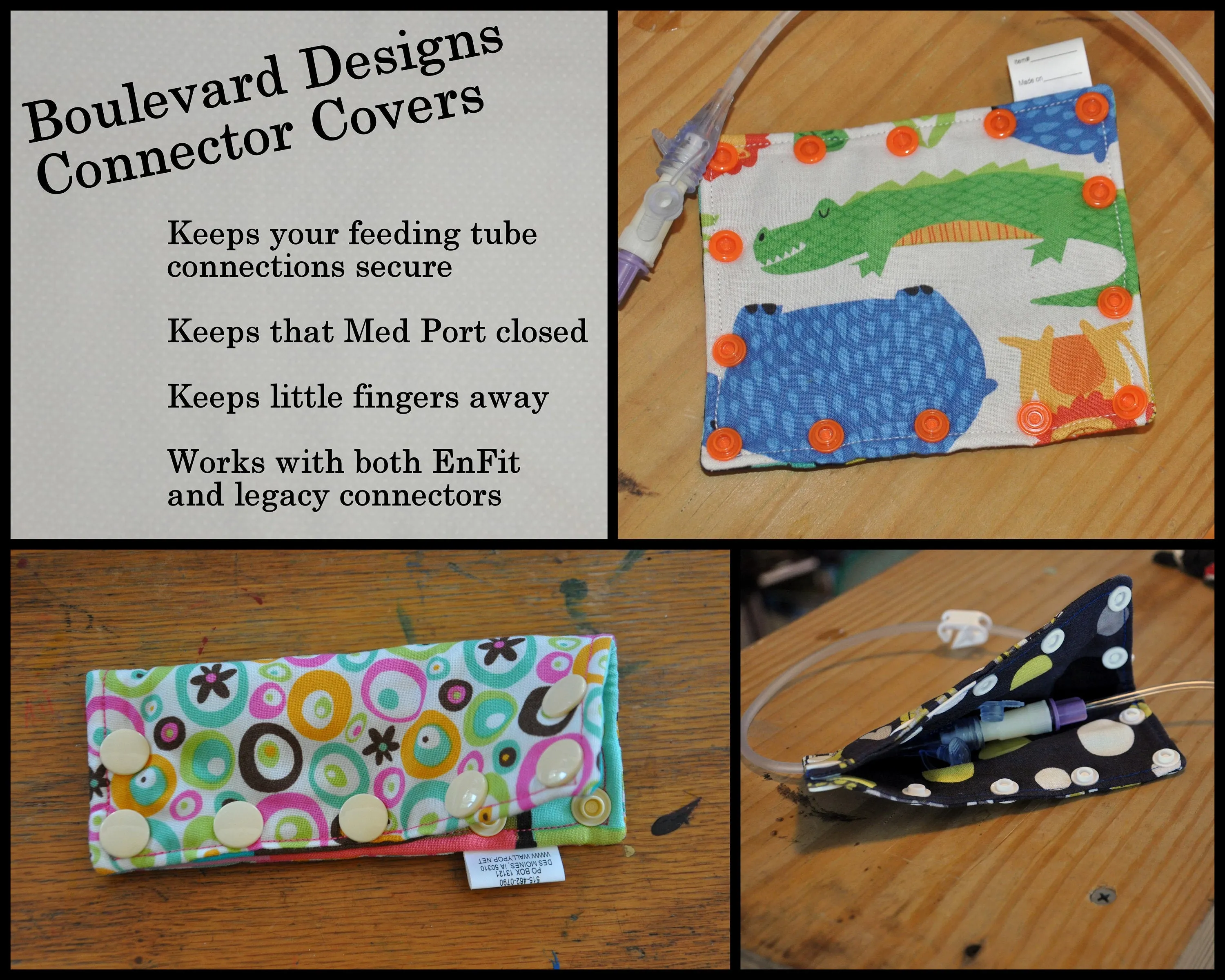 Red Batik Feeding Tube Connector Cover. Ready to Ship.