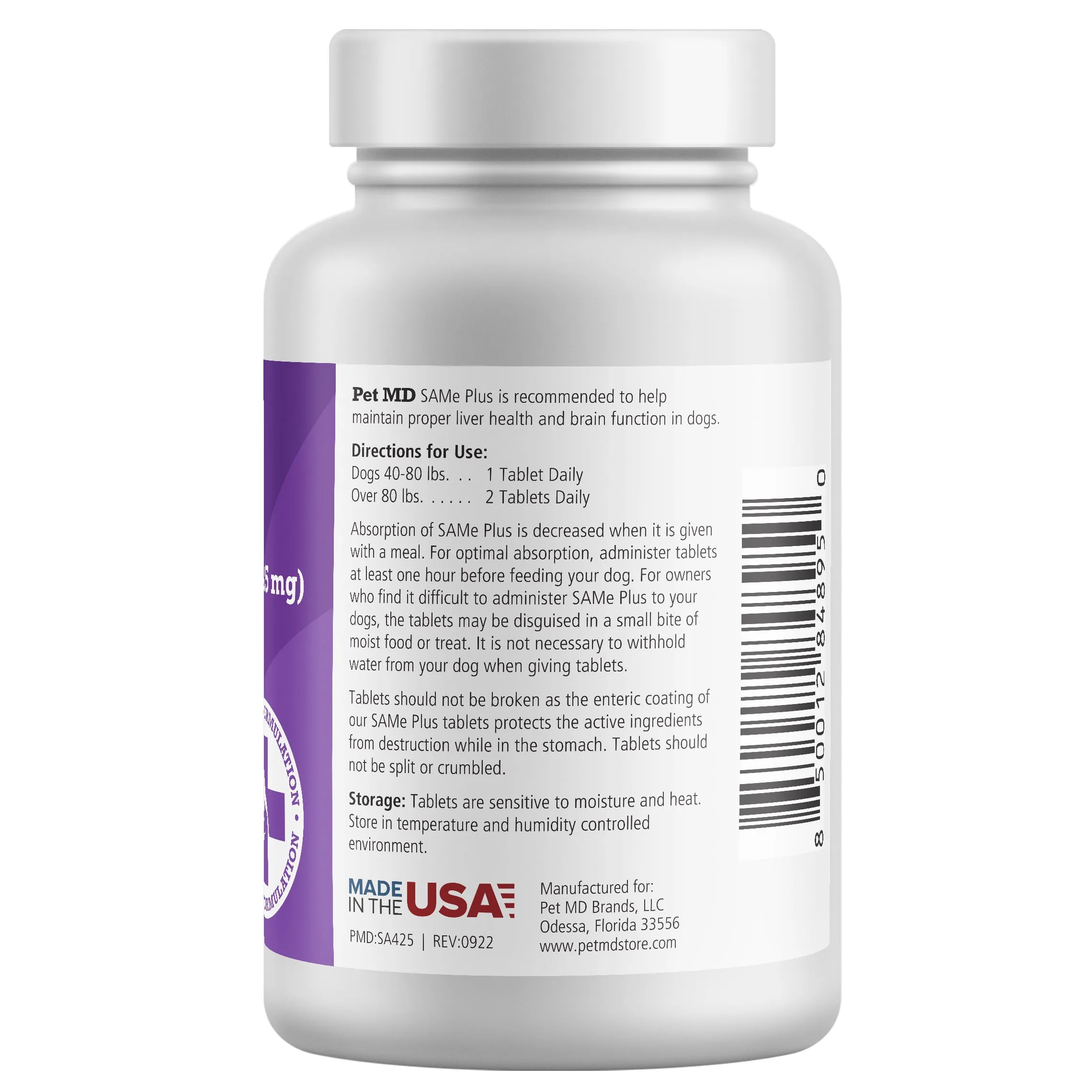 SAMe Plus S-Adenosyl 425mg Liver Supplement for Dogs - 30 Count