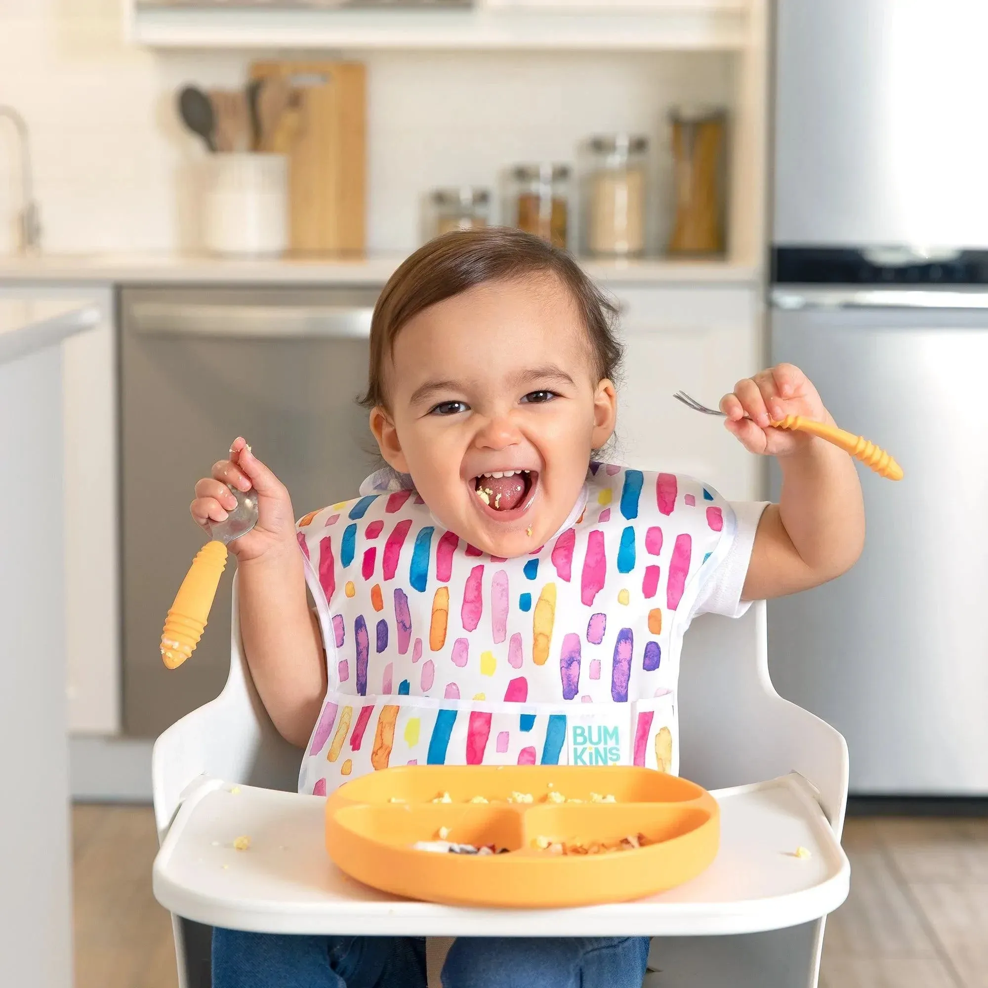 Silicone Grip Dish: Tangerine