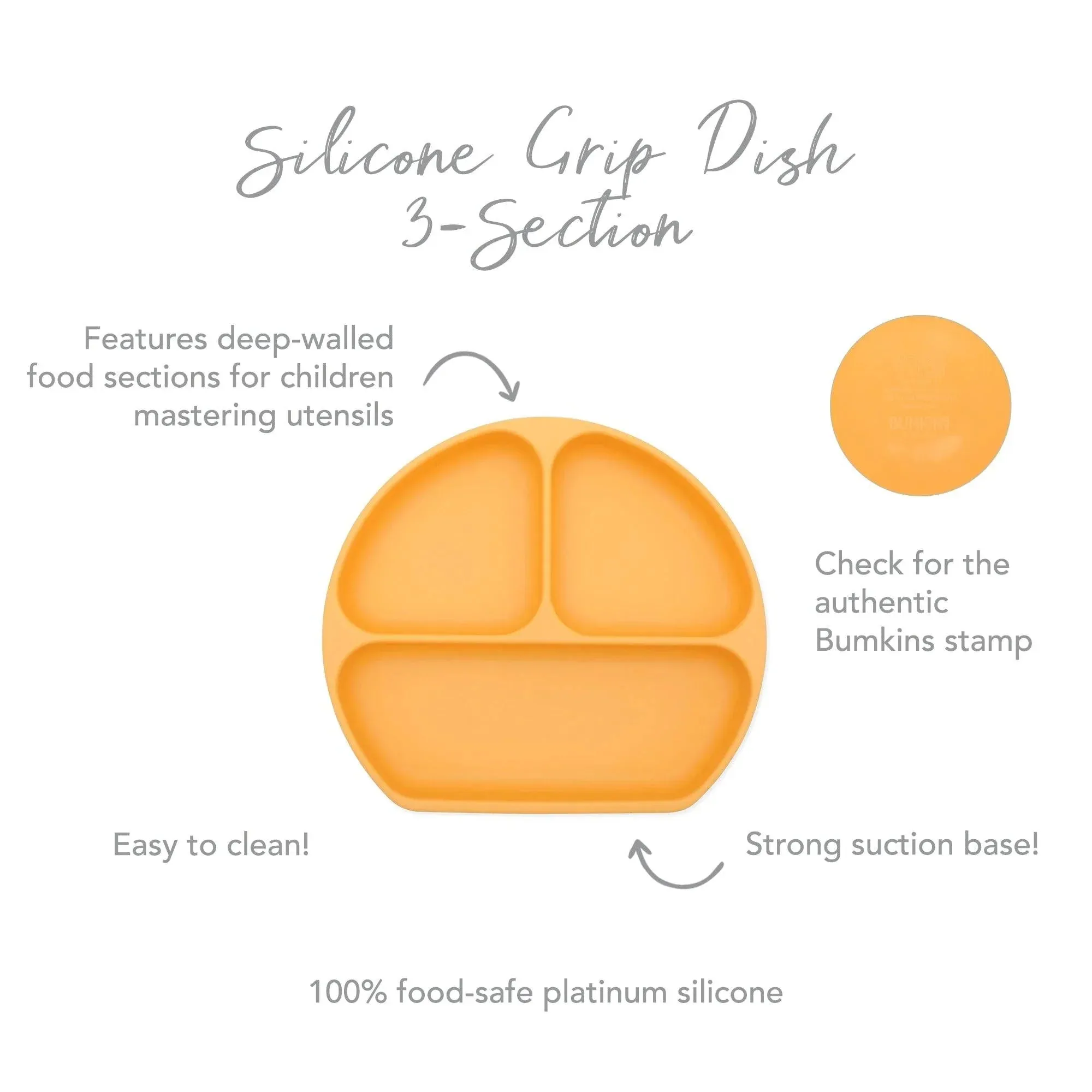 Silicone Grip Dish: Tangerine