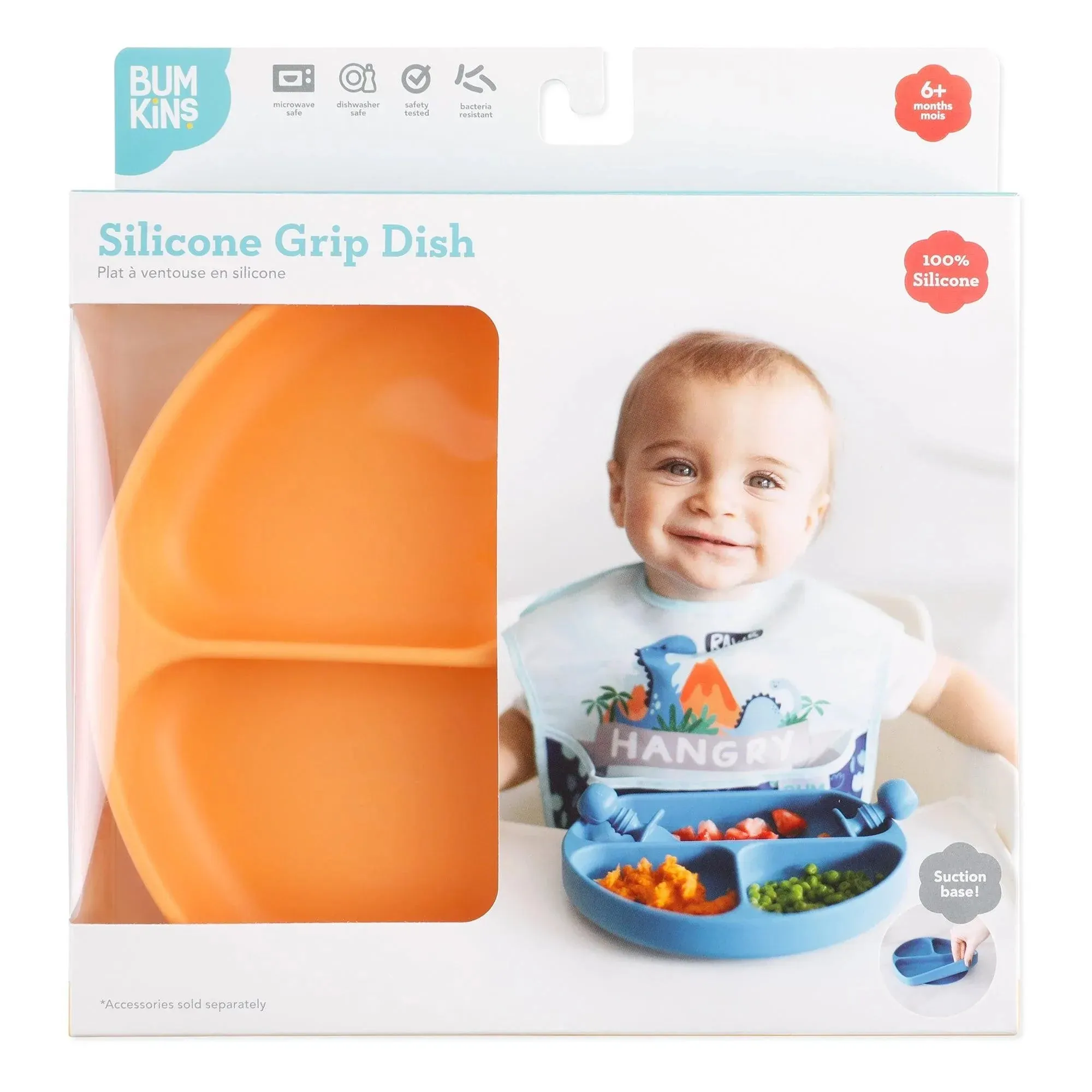 Silicone Grip Dish: Tangerine