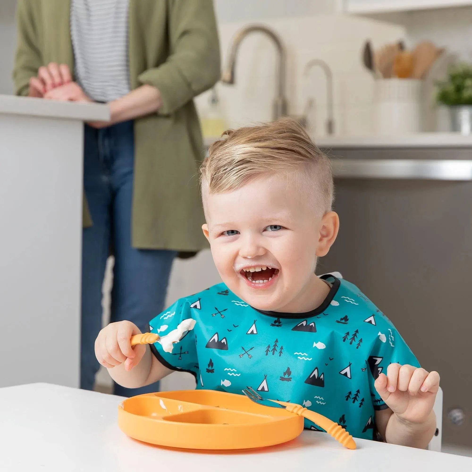 Silicone Grip Dish: Tangerine