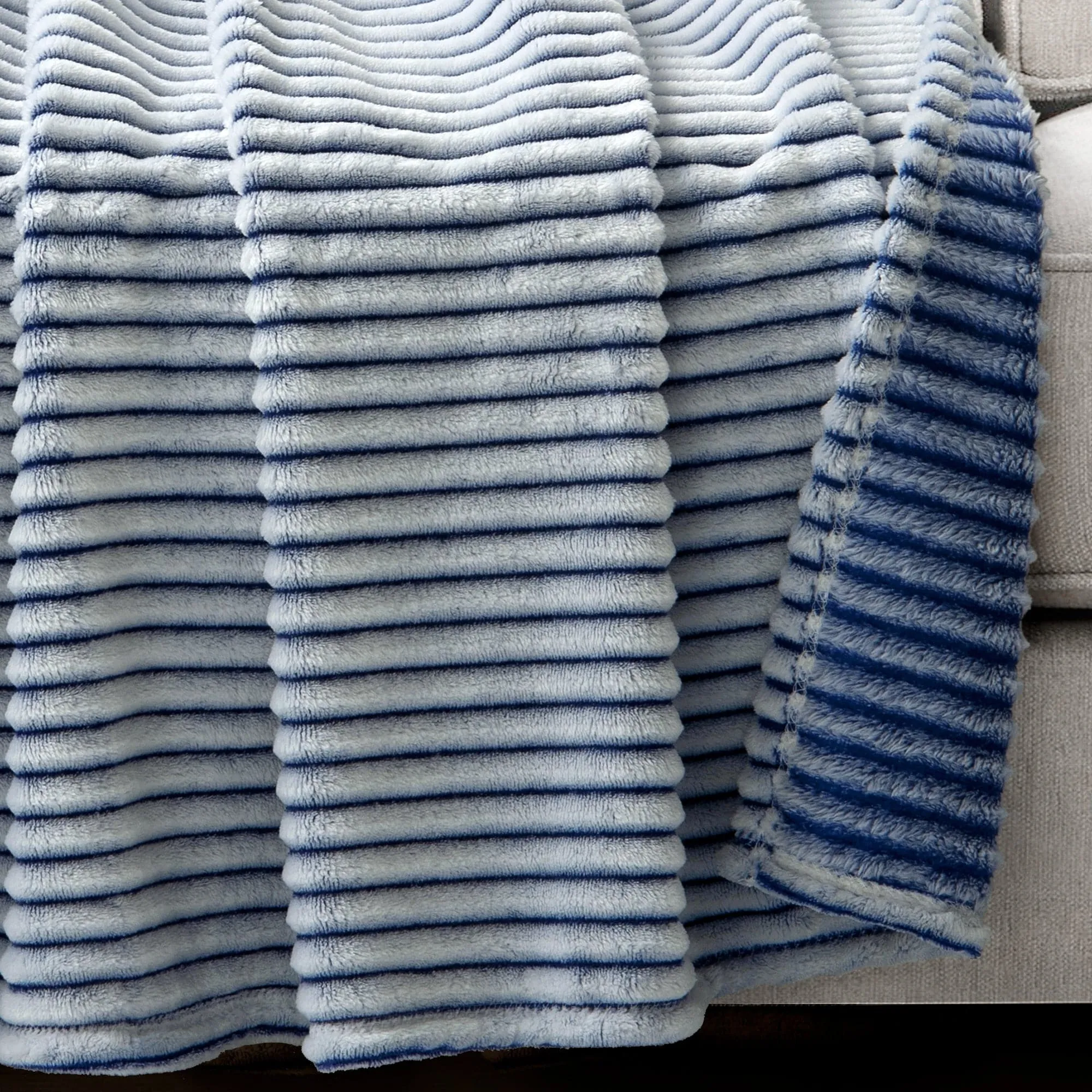 Super Cozy Ultra Soft Ribbed Faux Fur Throw Blanket