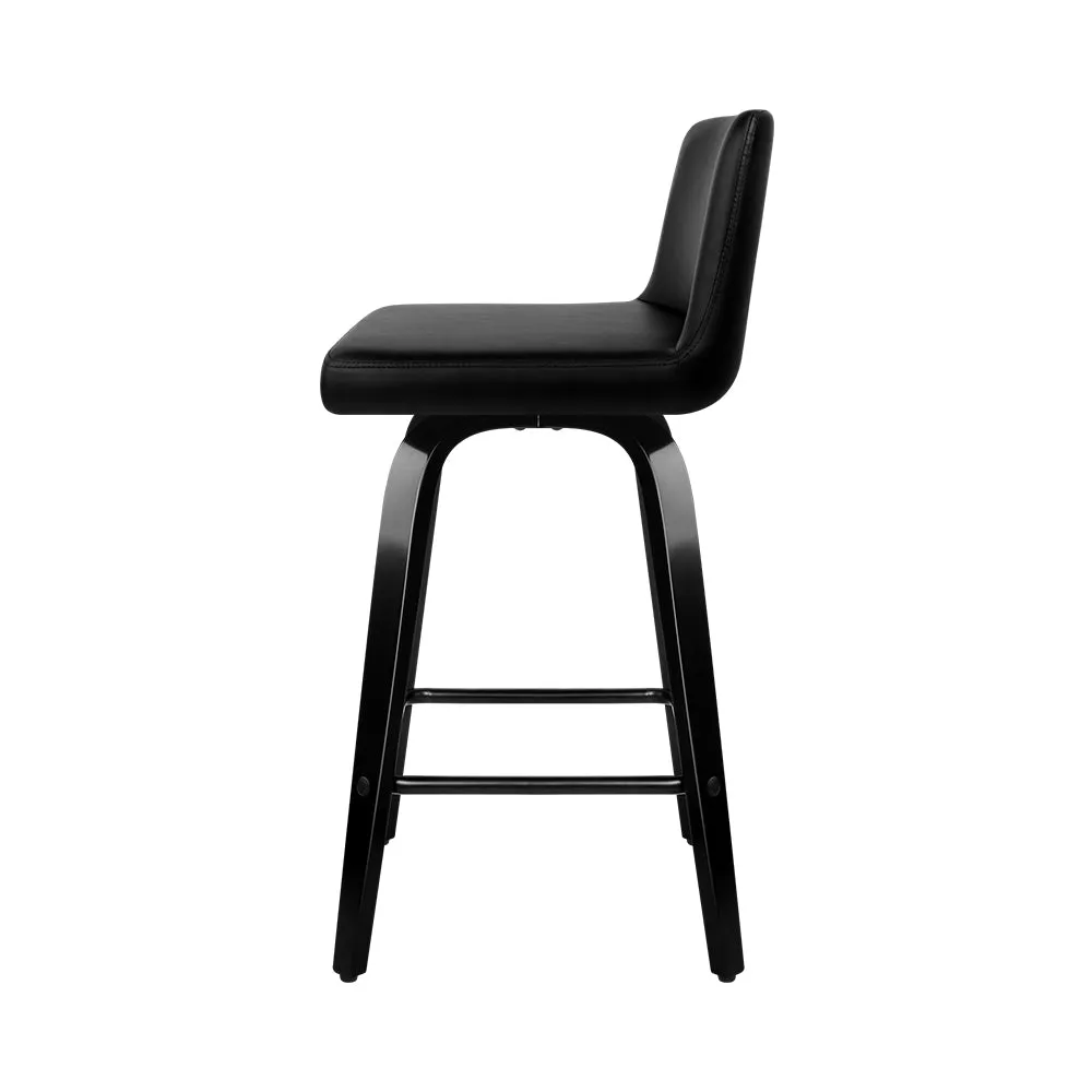 Two Bar Stools Kitchen Leather Barstools Swivel Wooden Chairs