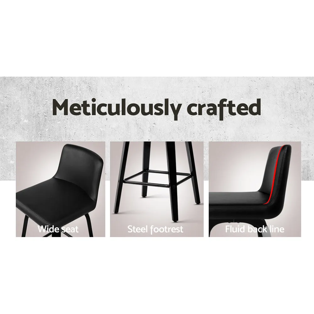 Two Bar Stools Kitchen Leather Barstools Swivel Wooden Chairs