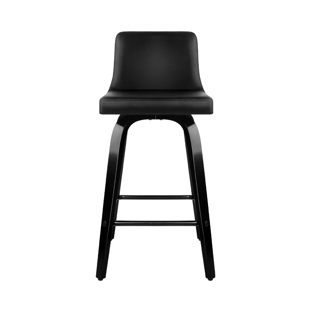 Two Bar Stools Kitchen Leather Barstools Swivel Wooden Chairs