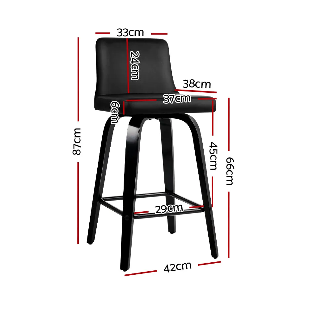 Two Bar Stools Kitchen Leather Barstools Swivel Wooden Chairs