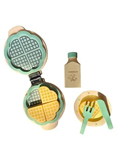 Wooden Waffle Maker -Sweet Treat Toddler & Kids Pretend Play Cooking Toy Set | Imagination and Creativity for 1 Year   (Beige)